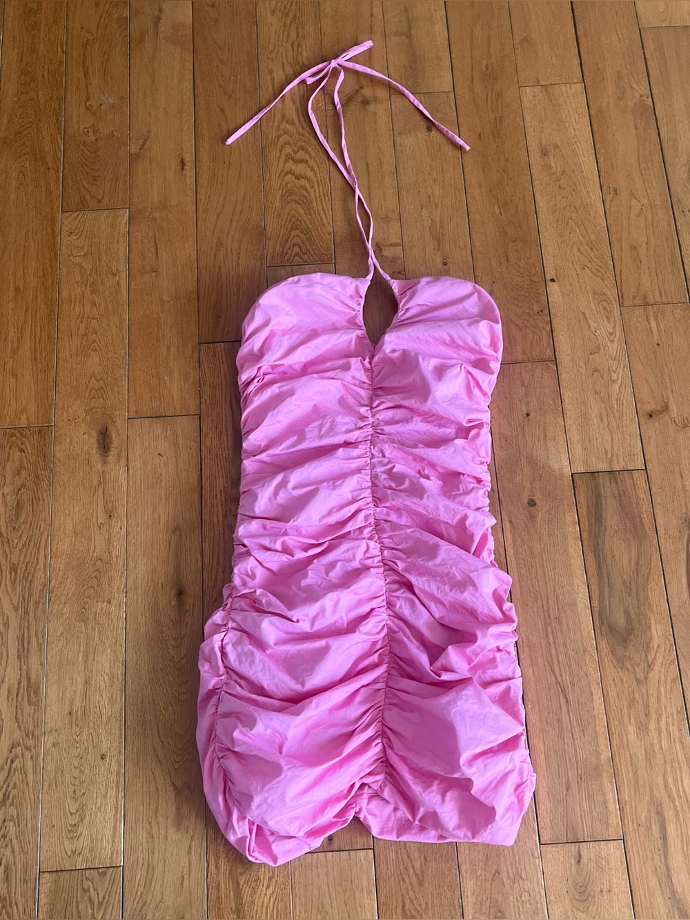 WAYF Pink Ruched Halter Mini Dress - Size XS - Picture 3 of 5